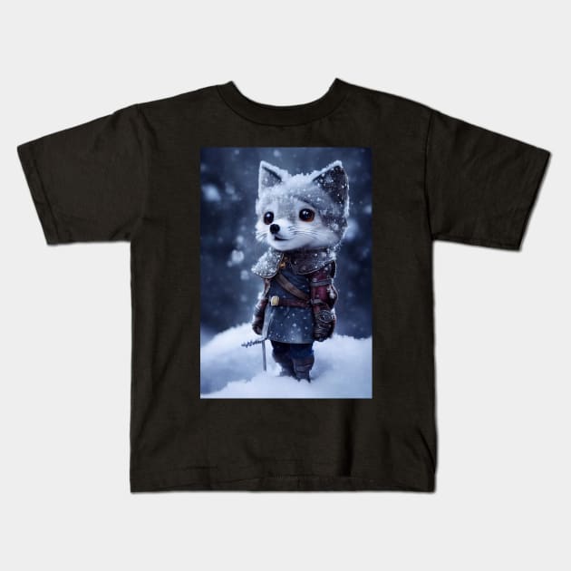 Adorable snow fox adventurer Kids T-Shirt by ai1art